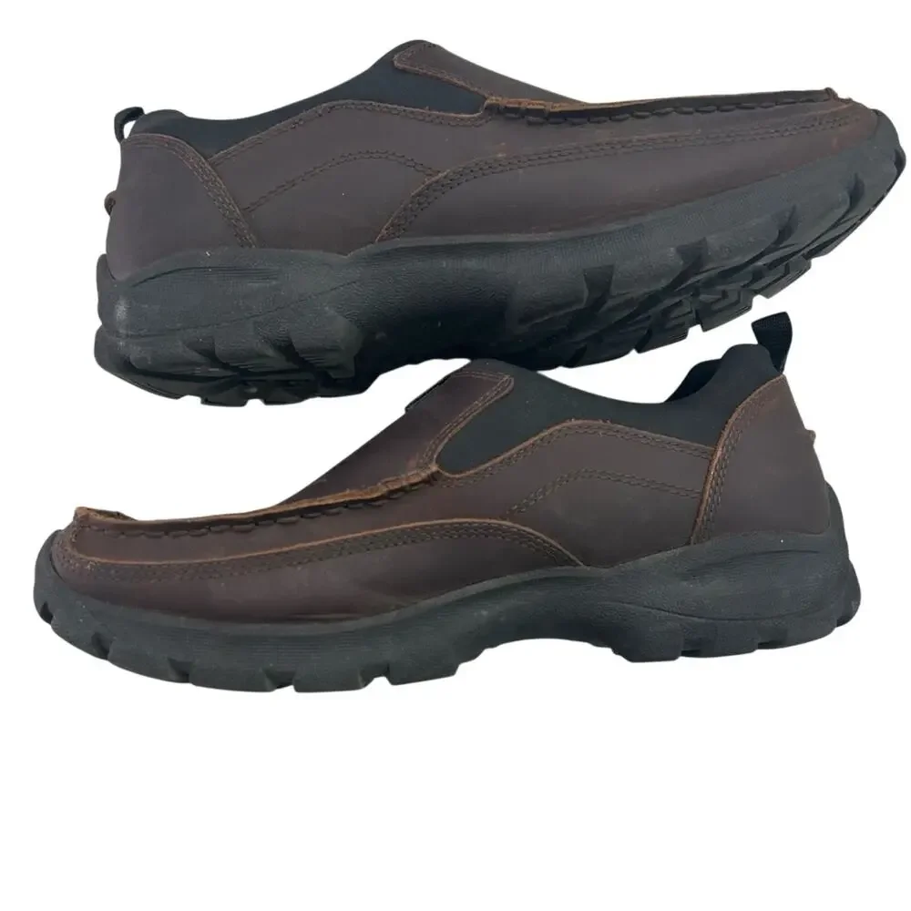 Lands' End Men's Brown All-Weather Leather Slip-On Shoes Size 11D
